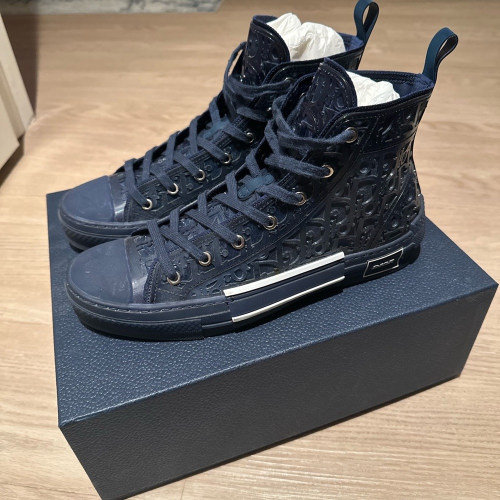 Christian Dior B23 High Top Blue Raised Oblique